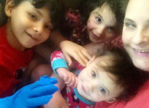 Groupie with the Kids (My  son is really proud of that blue rubber glove.)
