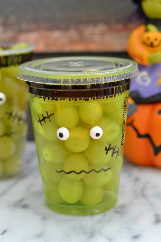 frankenstein fruit cup non-candy Halloween treats for kids Nashville Moms Blog