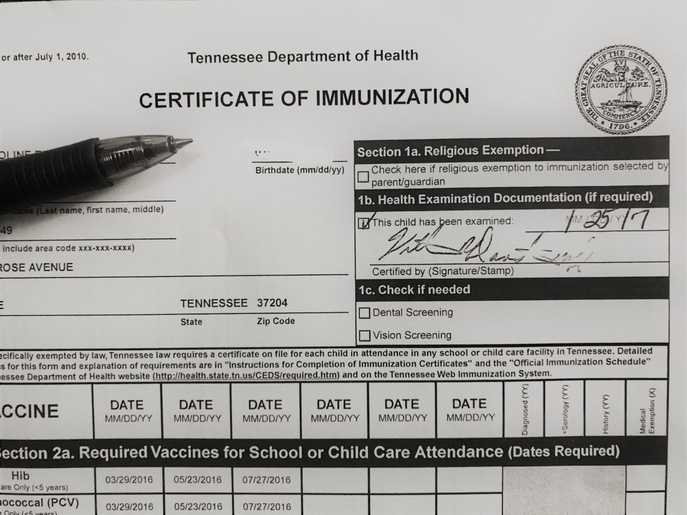Back to school health certificate immunization Nashville Moms Blgo