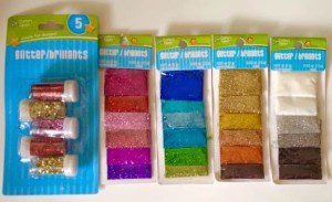Lots of glitter options at the dollar store!