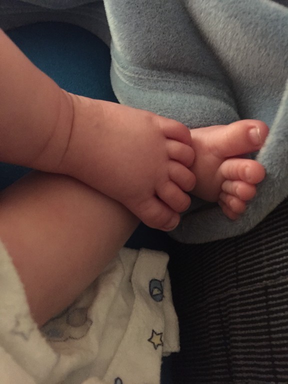 This is what he does with his feet when he's nursing. Sometimes I just can't handle his cuteness!