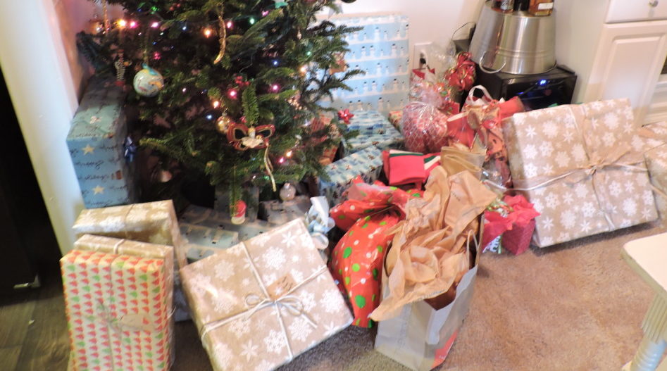 Christmas gift pile